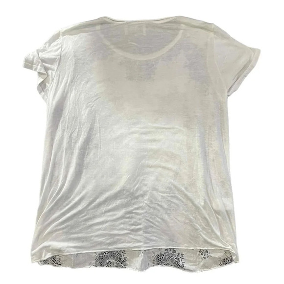 NWT Brand Bazar Sequin Embellishments Lace‎ Pattern Short Sleeve Crewneck Blouse - Picture 3 of 3